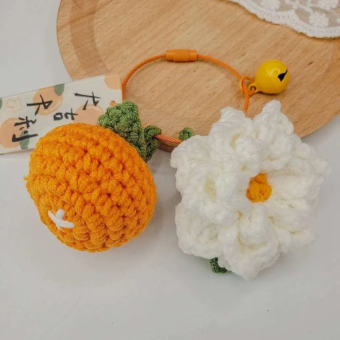 Citrus Gardenia Keychain Crochet Material Package Small Pendant Good Life DIY Wool Hand-Woven Gift - Lacatang Shop