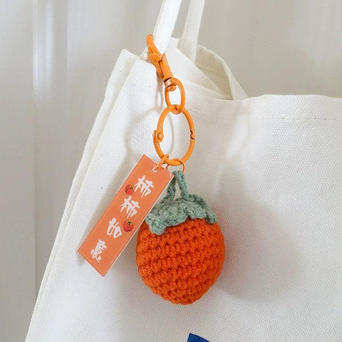 Good Thing Happening Doll Pendant Doll Handmade Woven Keychain Lucky Persimmon Schoolbag Bag Charm Key Chain - Lacatang Shop