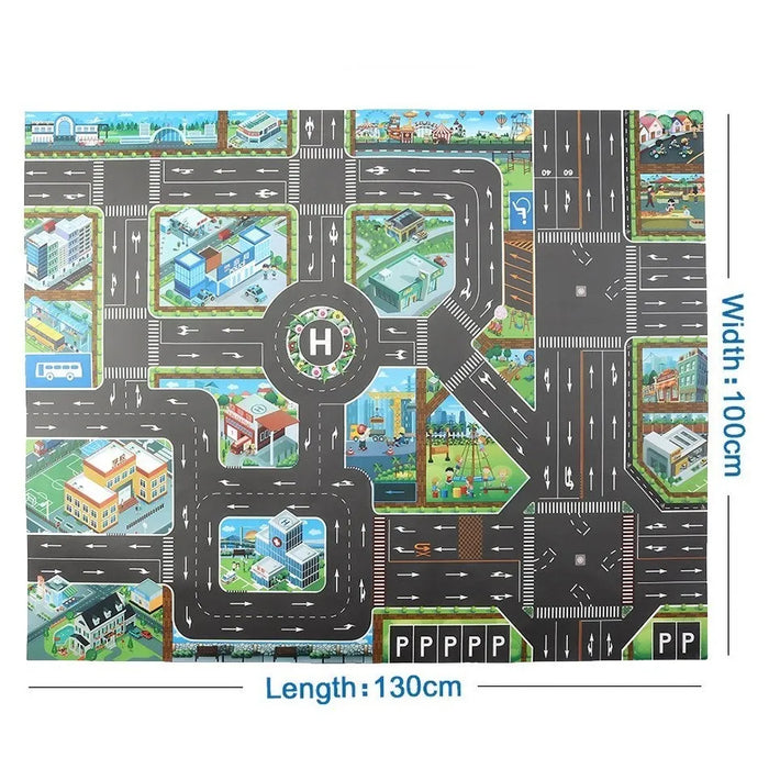 Kids Waterproof Playmat - Portable Dinosaur and Farm Road Activity Carpet for Toddlers, Non-Toxic Educational Crawling Mat