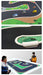 Three images feature the LDARC Miniature RC Car Racing Track Mat from Lacatang Shop: top, 1/64 scale cars navigating the track; middle, close-up of its PK mesh cloth edge; bottom, two kids with remotes captivated by the excitement. Available in various sizes, including 2400mm x 1200mm.