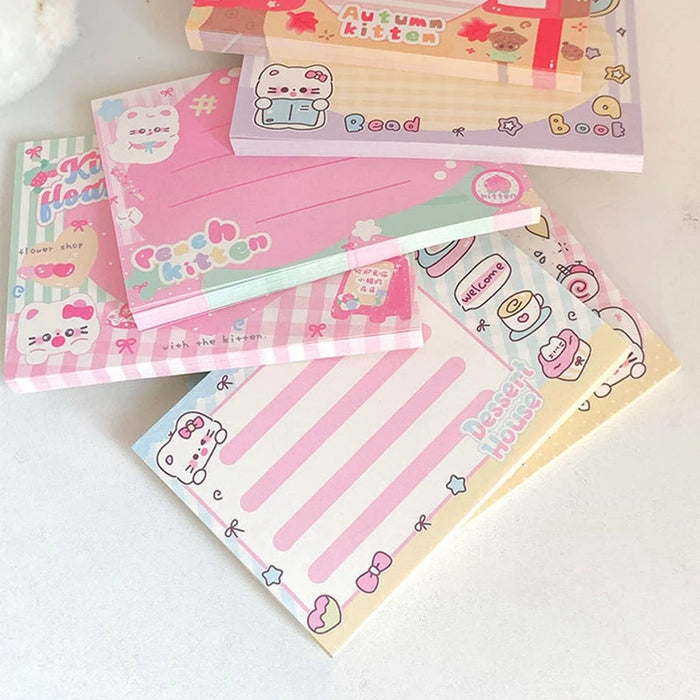 Kawaii Cat Memo Pad – DIY Scrapbooking Stationery, Non-Adhesive Notes for School & Diary Messages, 11x7.5cm