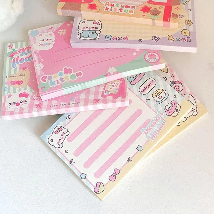 Ins Cute Cat Memo Pad Korean Scrapbooking DIY Kawaii Stationery Non Sticky Notes School Diary Message Memo Paper - Lacatang Shop