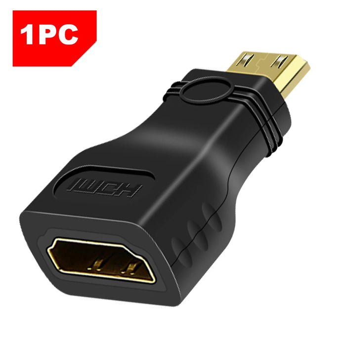 QGeeM Mini HDMI Male to HDMI A Female Converter for 1080P, 2K, and 4K - Ideal for Mini PCs, HDTVs, and HD Cameras