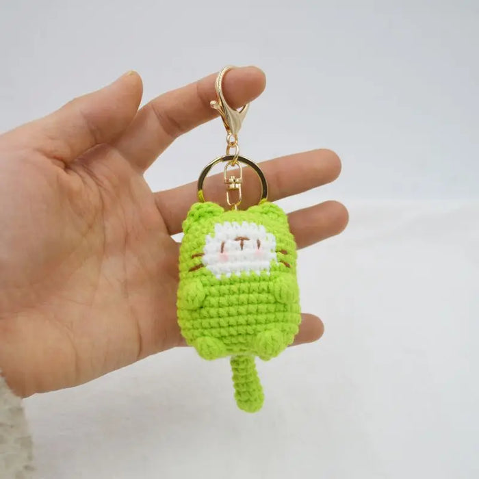 Adorable Knitted Cat Keychains - Kawaii Crochet Cat Doll Keyrings for Bags and Car Keys