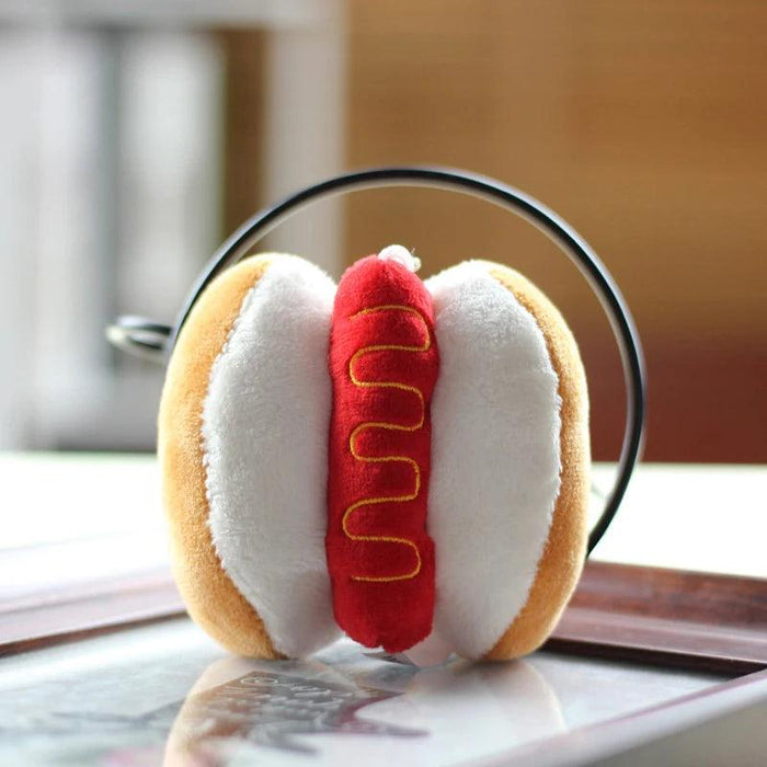 Hamburg Hot Dog Fries Bread Drumsticks Plush Pendant Keychain Creative Cartoon Bag Decoration Car Key Accessories For Girl Gift - Lacatang Shop