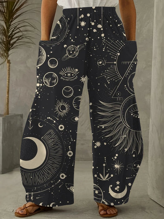 Women's Pants Sun Moon Star And Arrow Prints Harem Pants Women's Summer Retro Women's Casual Wear Daily Fashion Wide Leg Pants Women's Retro Harem Pants: Sun, Moon & Star Print Casual Wear  Lacatang Shop Lacatang Shop 