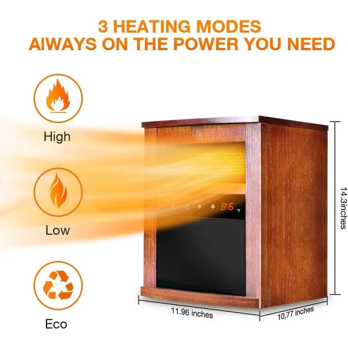 Air Selection Electric Space Heater, 1500W Infrared Heater, with 3 Heating Modes, Thermostat, Remote Control, and 12 Hour Timer Air Selection 1500W Infrared Space Heater: 3 Modes, Remote Timer  Lacatang Shop Lacatang Shop 