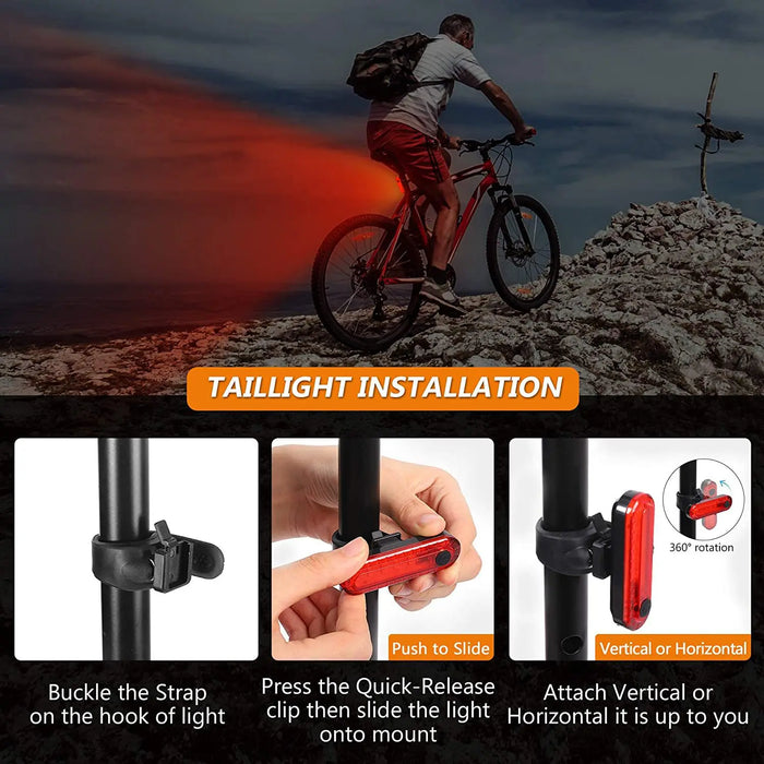 USB Rechargeable LED Rear Bike Tail Light - Ultra Bright Red Cycling Safety Light with 4 Modes for Night Riding