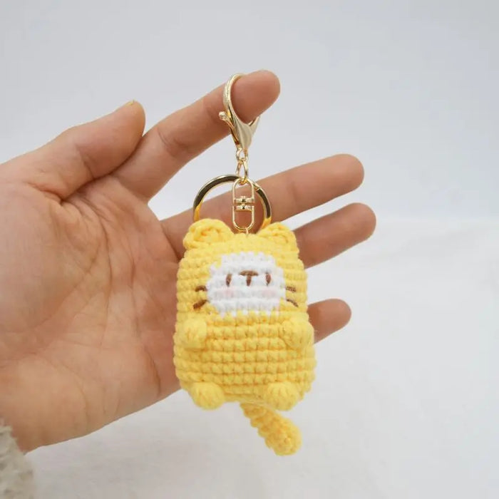 Adorable Knitted Cat Keychains - Kawaii Crochet Cat Doll Keyrings for Bags and Car Keys