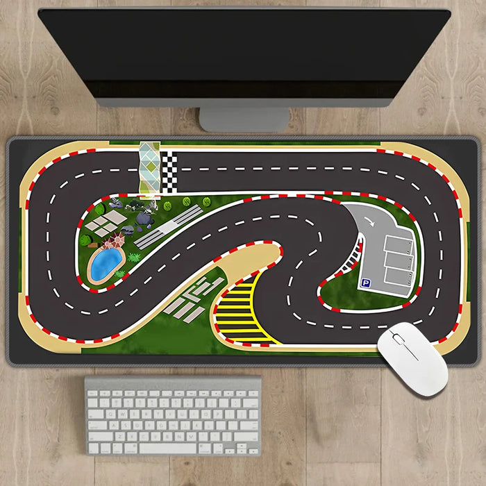 Multipurpose Non-Slip Rubber Mouse Pad 300x700mm - Traffic Simulation Design, 2mm Thick Desk Mat - Lacatang Shop