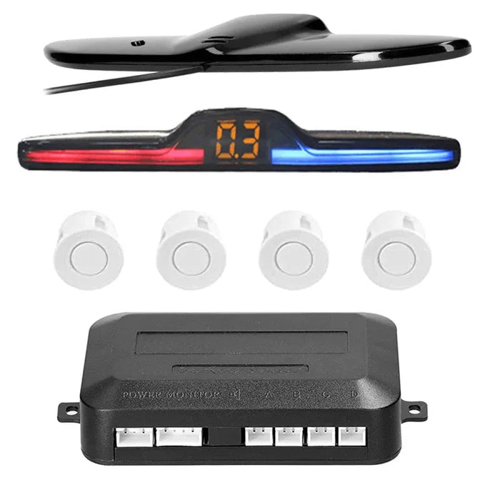 Car Reverse Radar Kit Vehicle Parking Sensor System with 4 Sensors Backup Assist System with LED Distance Display Sound Warning