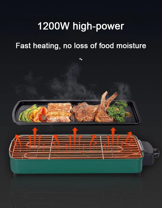 DMWD 1200W Home Electric Grill Indoor Smokeless Food Barbecue Grill - Lacatang Shop