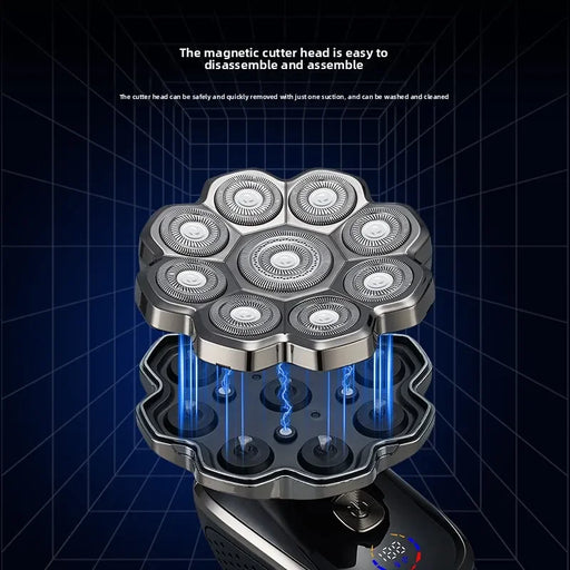 20259D Electric Razor Men's Digital Display Razor Waterproof Bald Head Machine Magnetic Suction Knife Head Beard Knife