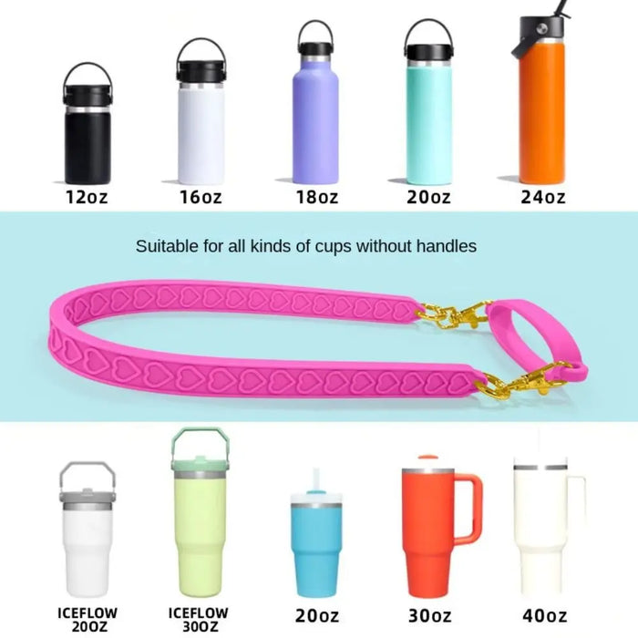 Silicone Water Bottle Handle Cup Lanyard Water Bottle Sling Holder with Strap Fits 8-40oz Bottles Cup Accessories