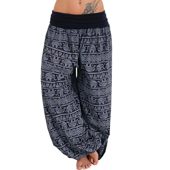 Yoga Pants Women Boho Loose Low Waist Long Pants Elephant Print Baggy Bloomer Trousers Dance Harem Pants Plus Size Pantalones