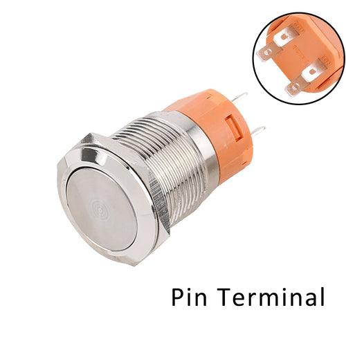 15A Heavy Duty Button 19mm Metal Push Button Switches Flat Round - Lacatang Shop