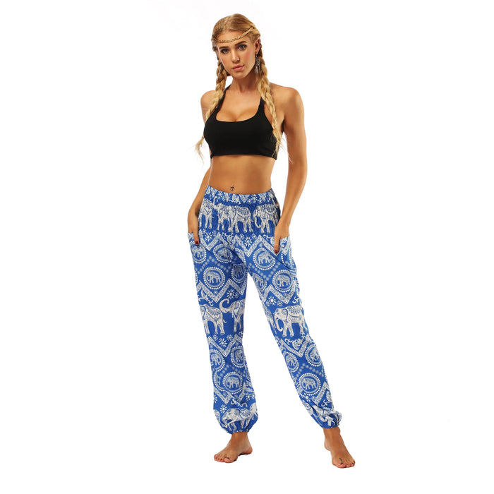 High Waist Bloomer Pants Relaxed Fit Jogger Harem Pants Thai Pants for Beach & Lounge Yoga Boho Clothes Loose Pants