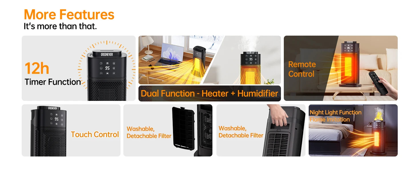 Space Heater Indoor with Humidifier: 2024 Upgraded PTC Electric Heaters for Indoor Use with Thermostat, 1500W Ceramic Heater 

Improve Comfort & Air Quality with 2024 Upgraded PTC Space Heater Indoor: Thermostat & Humidifier Included, 1500W Ceramic  Lacatang Shop Lacatang Shop 