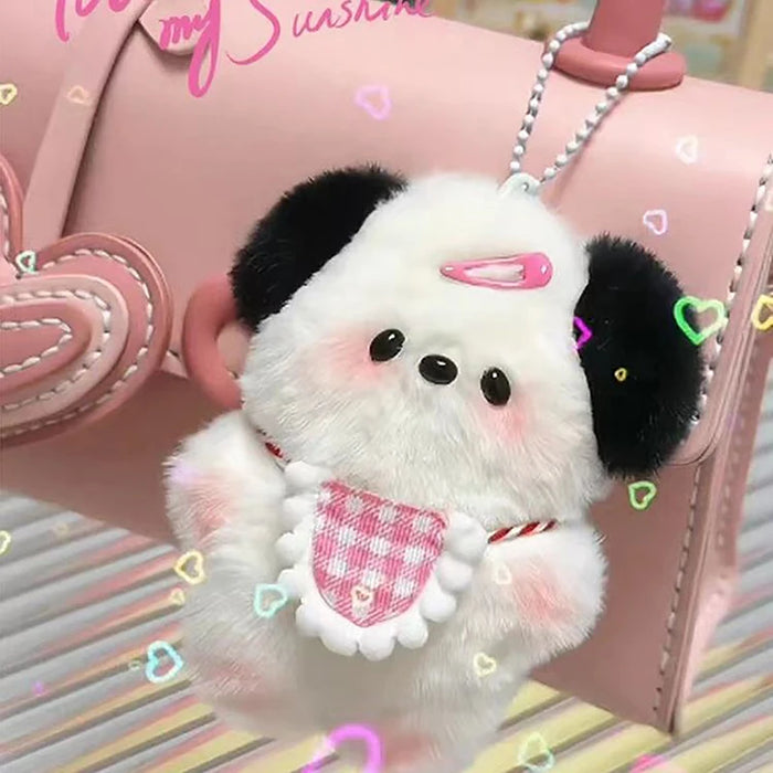 The Adorable Plush Puppy Keychain by Lacatang Shop, a cute cartoon bag charm for women and girls, is the perfect birthday gift. It features fluffy pink details and a charming personality that adds a glow to any accessory.