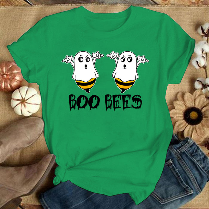 Funny Boo Bees Graphic Tee - Summer Casual Short Sleeve T-Shirt for Women