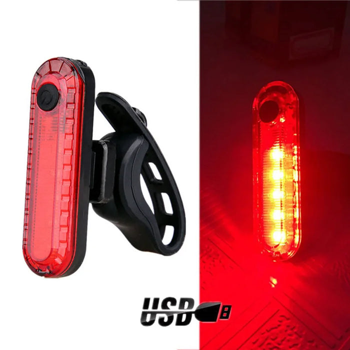 USB Rechargeable Red LED Bicycle Tail Light - Bright Rear Light for Enhanced Cycling Safety at Night