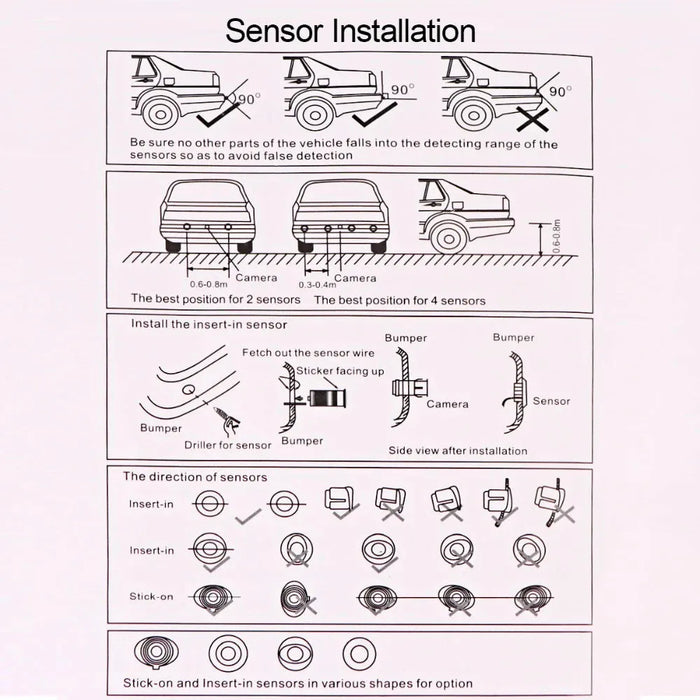 New LED Parking Sensor System Backlight Parktronic Monitor Display Kit Backup Detector Assistant 4 Probes