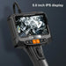 The AliExpress 360° Steering Industrial Endoscope Camera features a 5.0-inch 1080P IPS screen that displays detailed internal machinery, making it perfect for car engine inspections. It includes multiple control buttons and comes with an 8mm single and dual lens setup for versatile mechanical diagnostics.