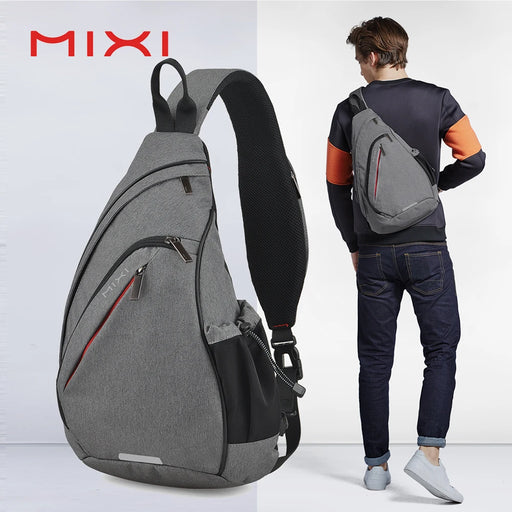 Mixi Men One Shoulder Backpack Women Sling Bag Crossbody USB Boys Cycling Sports Travel Versatile Fashion Bag Student School Mixi One Shoulder Sling Backpack: Crossbody, USB, Versatile Travel Bag  Lacatang Shop Lacatang Shop 