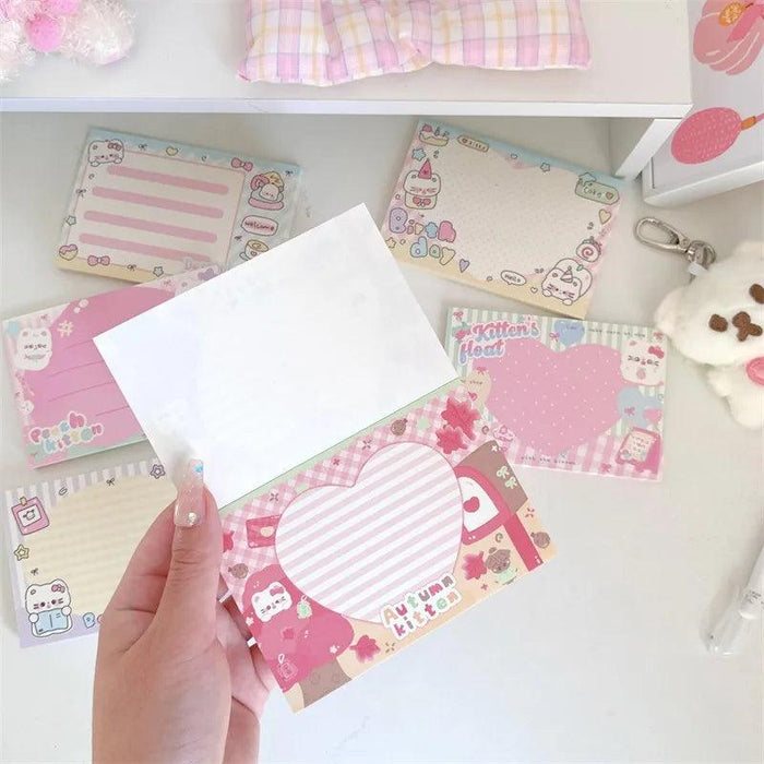 Ins Cute Cat Memo Pad Korean Scrapbooking DIY Kawaii Stationery Non Sticky Notes School Diary Message Memo Paper - Lacatang Shop