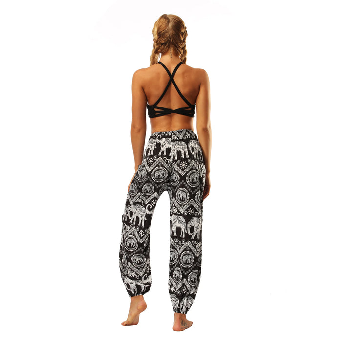 High Waist Bloomer Pants Relaxed Fit Jogger Harem Pants Thai Pants for Beach & Lounge Yoga Boho Clothes Loose Pants