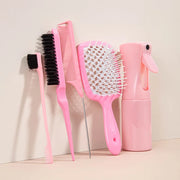 5 Piece Set Detangling Hair Brush for Curly Hair with Curved Rat Tail Comb and Edge Tools for Salon Use