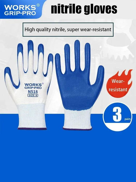 3 Pairs Of Non-slip Wear-resistant Breathable Nitrile Gloves - Lacatang Shop