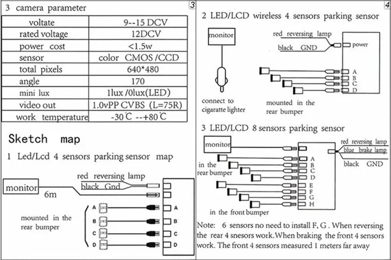 Koorinwoo 4 Sensors Buzzer 22mm Car Parking Sensor Kit Reverse Backup Radar Sound Alert Indicator Probe System 12V Parktronic