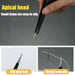 A pair of AliExpress ESD Anti-Static Stainless Steel Tweezers Precision Maintenance held by a hand. The tweezers, featuring an apical head, are shown clipping a hair and threading a needle in two smaller images. Text reads: "Apical head - Small items are easy to clip." Below the images, text reads: "Clip your hair" and "Thread a needle."

