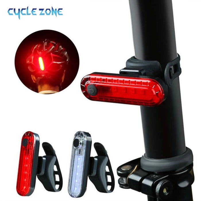 USB Rechargeable LED Red Bicycle Tail Light - Bright Rear Bike Safety Light for Night Riding