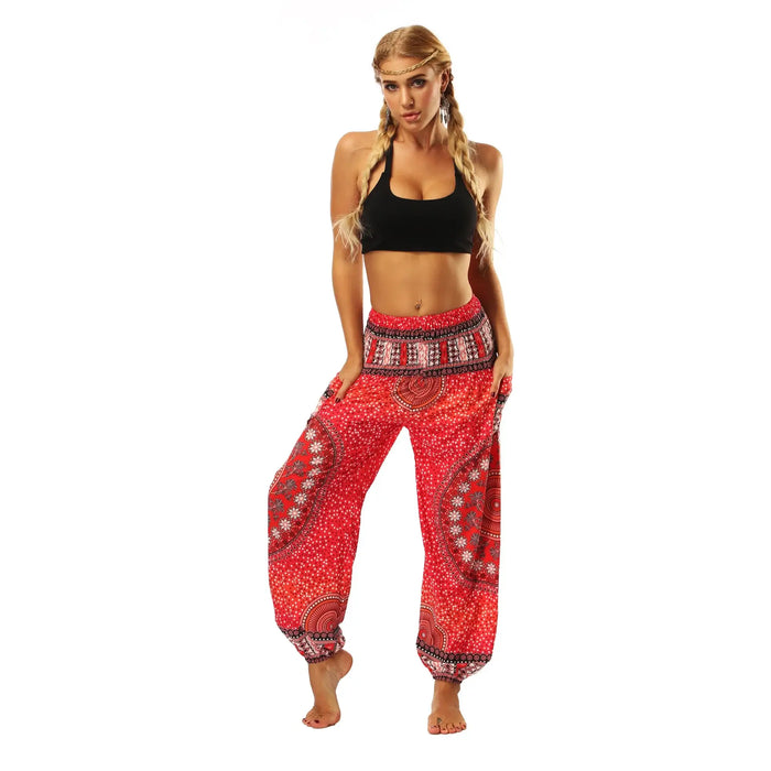 Women's Clothing Harem Pants, Bohemian Yoga Pants,Flowy Trouser Yoga Boho Hippie Clothes Pilates Pants with Pocket