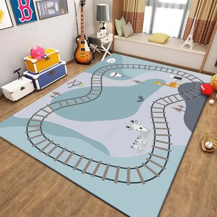 Children's Non-Slip Crawling Carpet for Living Room and Bedroom Decor - Soft Flannel Area Rug