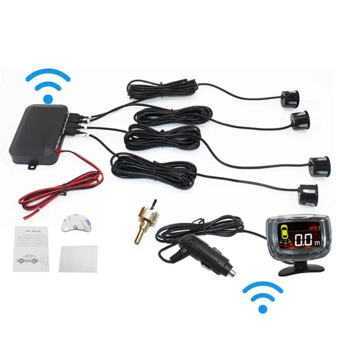 Wireless Car Parking Sensor Set LCD Display 4 Radar Probe 65dB Buzzer Alarm Backup Reversing Parktronic Monitor Detector System