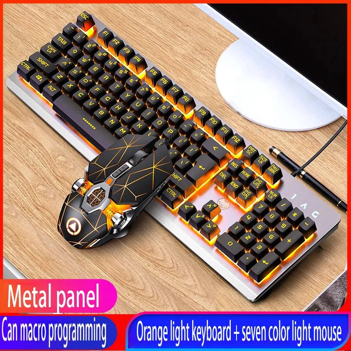 GX2 Wired Combination 104 Keys Mechanical Feel Keyboard and Mouse Replaceable Waterproof RGB Backlight Keyboard And Mouse Cover,