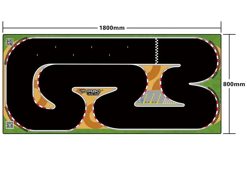 Portable Turbo Racing Rubber Track Mat for 1:76 RC Cars - Multiple Sizes Available