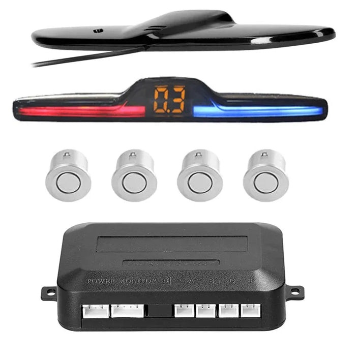 Car Reverse Radar Kit Vehicle Parking Sensor System with 4 Sensors Backup Assist System with LED Distance Display Sound Warning