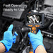 A person wearing blue gloves holds an AliExpress Industrial Endoscope Camera with a 4.3-inch IPS screen, aimed at a car engine. The camera's HD1080P display showcases an internal view of the engine components, with text overlay reading "Fast Operation, Ready to Use.