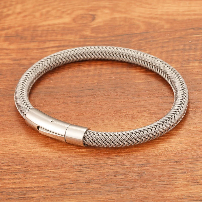 Chic Black and White Titanium Steel Rope Bracelet for Couples - Free Shipping on Wholesale Orders