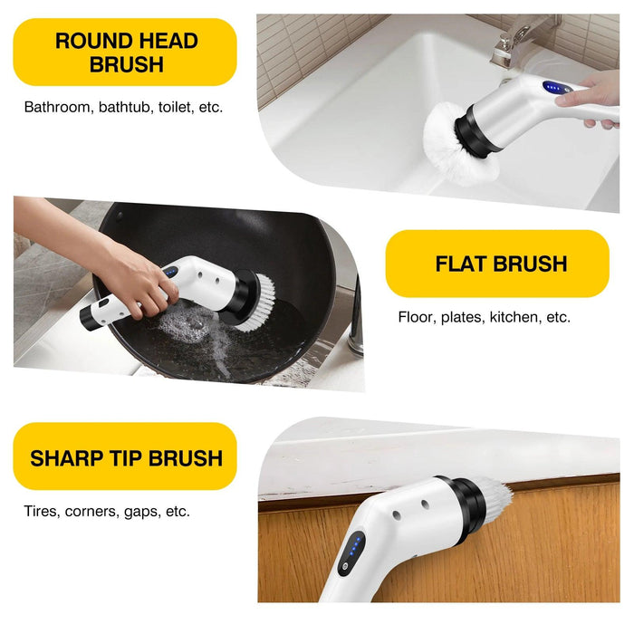 DayPlus Cordless Electric Brush Multi-functional Automatic Hand-held Electric Cleaning Brush Bathroom Toilet Floor Toilet 3 Head - Lacatang Shop