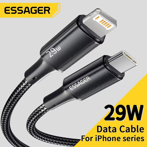 Essager USB C Cable For iPhone 14 13 12 11 Pro Max Xs 8 Plus iPad Macbook Wire 29W PD Fast Charging Type C To Lighting Data Cord Essager USB C to Lightning Cable for iPhone, iPad & MacBook - 29W PD  ESSAGER Official Store Lacatang Shop 