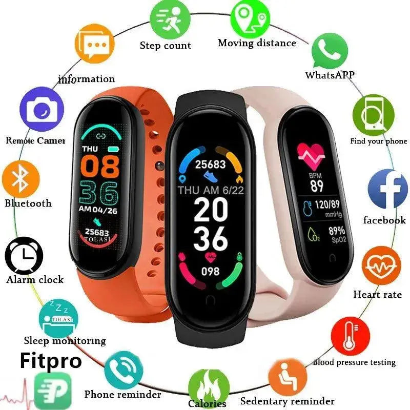 M6 Smart Watch Men Women Fitness Smart Bracelet Sports Band Heart Rate Sleep

M6 Smart Fitness Watch - Track Heart Rate & Sleep with this Innovative Smart Bracelet for Men and Women Other AliExpress Lacatang Shop 