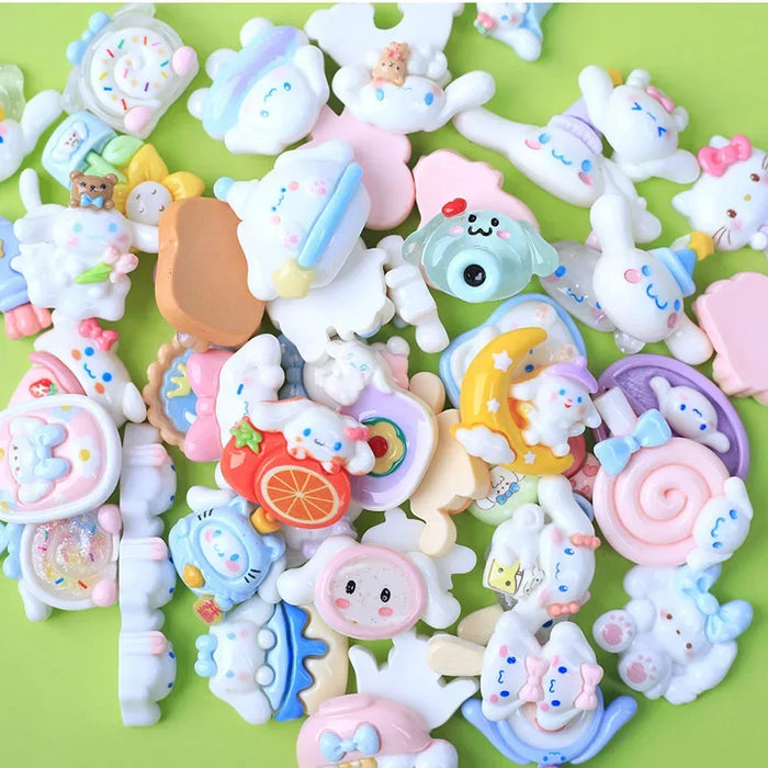 10-Pack Kawaii Sanrio Resin Accessories for DIY Phone Cases and Headwear - Featuring Hello Kitty, Kuromi, and My Melody