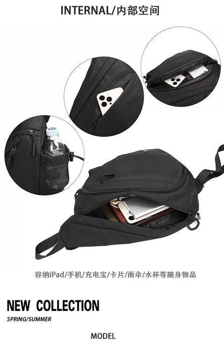 New Men's Waterproof Chest Bag, Young People's Crossbody Bag, Large Capacity Multifunctional Sports and Leisure Travel Bag New Men's Waterproof Chest Bag, Young People's Crossbody Bag, Large   Lacatang Shop Lacatang Shop 