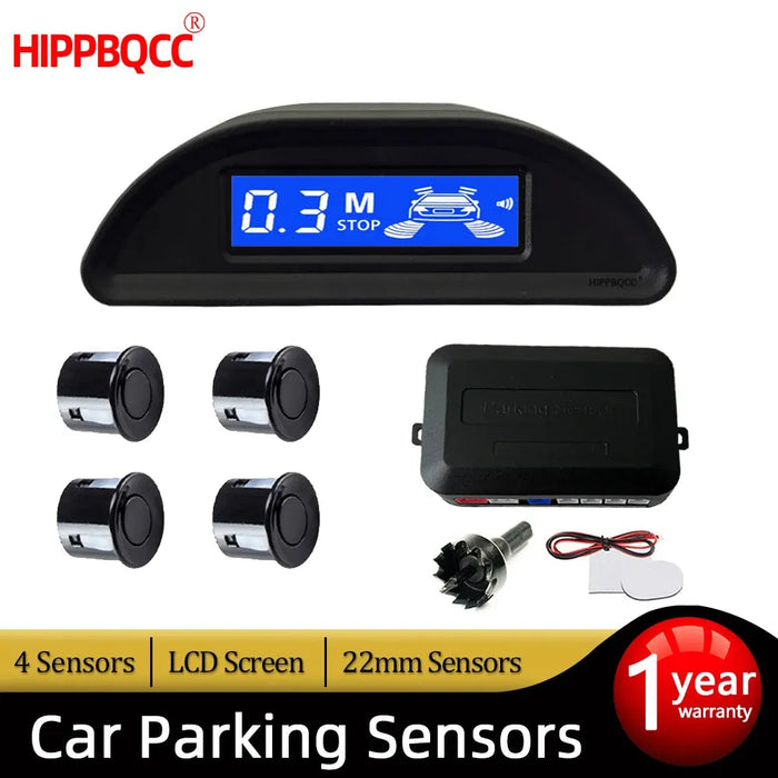 HIPPBQCC Parking Sensor For Car With Auto Parktronic Reverse LED Monitor 4 Sensors Radar Detector System Backlight Display