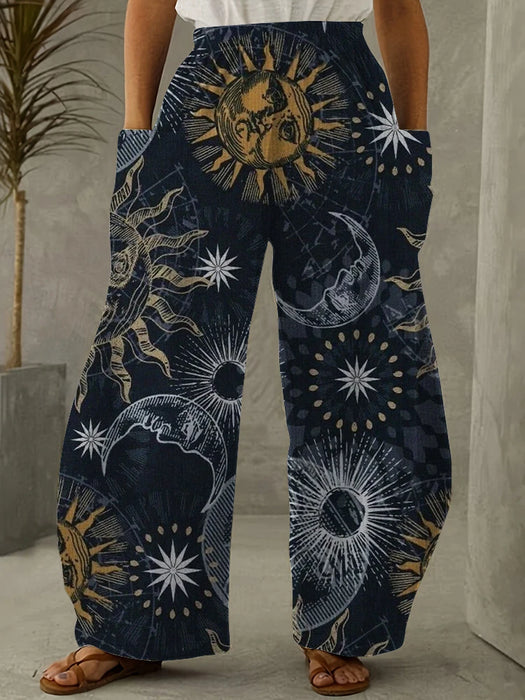 Women's Pants Sun Moon Star And Arrow Prints Harem Pants Women's Summer Retro Women's Casual Wear Daily Fashion Wide Leg Pants Women's Retro Harem Pants: Sun, Moon & Star Print Casual Wear  Lacatang Shop Lacatang Shop 